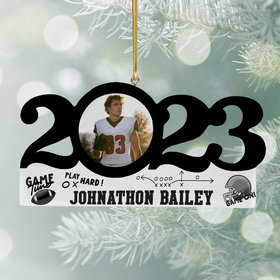 Personalized 2023 Dated Football Christmas Ornament