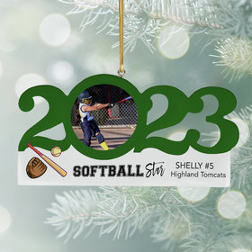 Personalized 2023 Dated Softball Christmas Ornament