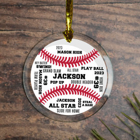 Personalized Baseball Word Cloud Christmas Ornament