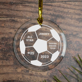 Personalized Soccer Glass Christmas Ornament