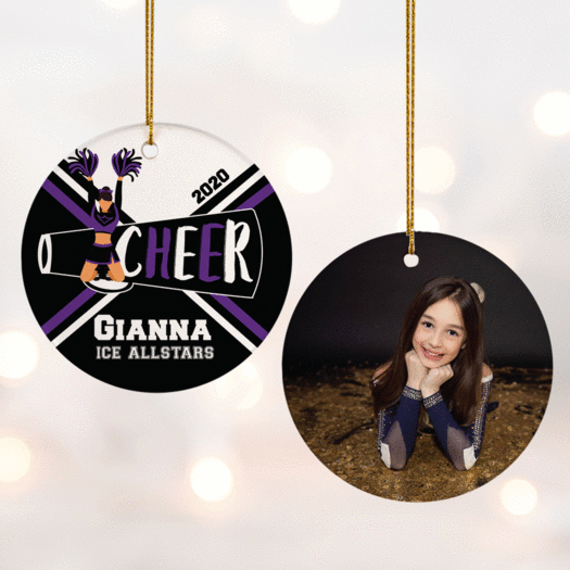 Personalized Cheer Photo Christmas Ornament