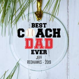 Personalized Best Coach Baseball Christmas Ornament