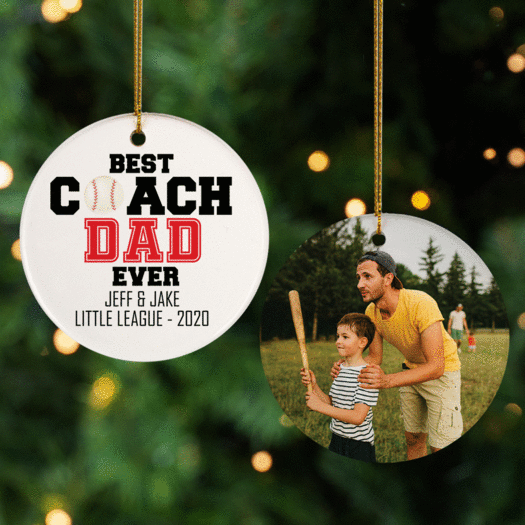 Personalized Best Coach Dad Christmas Ornament