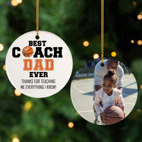 Personalized Best Coach Dad Basketball Christmas Ornament