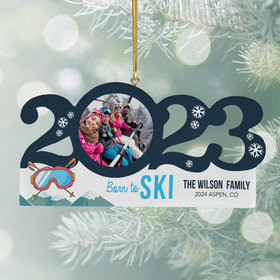 Personalized 2023 Dated Skiing Christmas Ornament