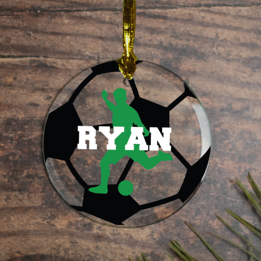 Personalized Soccer M Christmas Ornament