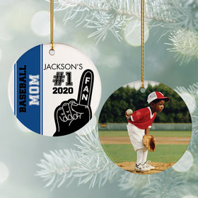 Personalized #1 Fan Baseball Christmas Ornament