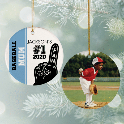Personalized #1 Fan Baseball Christmas Ornament