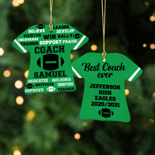 Personalized Best Coach Football - Purple Christmas Ornament