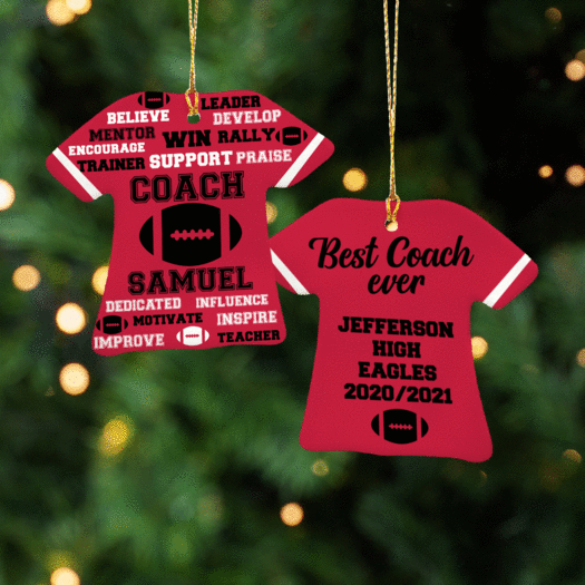 Personalized Best Coach Football - Purple Christmas Ornament