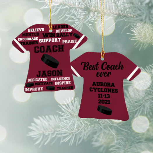 Personalized Best Coach Hockey - Purple Christmas Ornament