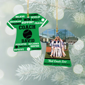 Personalized Best Coach Baseball with Image - Purple Christmas Ornament
