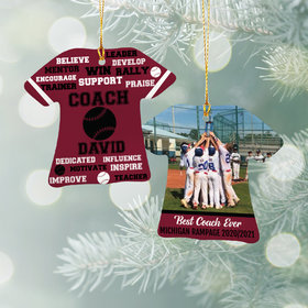Personalized Best Coach Baseball with Image - Purple Christmas Ornament