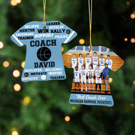 Personalized Best Coach Basketball with Image - Purple Christmas Ornament
