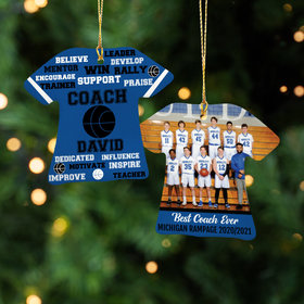 Personalized Best Coach Basketball with Image - Purple Christmas Ornament