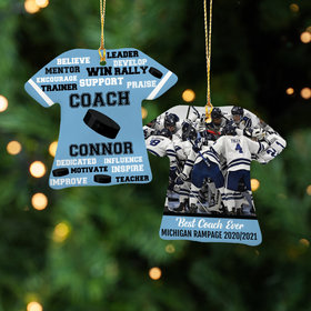 Personalized Best Coach Hockey with Image - Purple Christmas Ornament