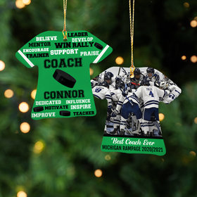 Personalized Best Coach Hockey with Image - Purple Christmas Ornament