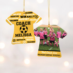 Personalized Best Coach Soccer with Image - Purple Christmas Ornament