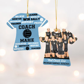 Personalized Best Coach Volleyball with Image - Purple Christmas Ornament