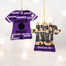 Personalized Best Coach Volleyball with Image - Purple Christmas Ornament