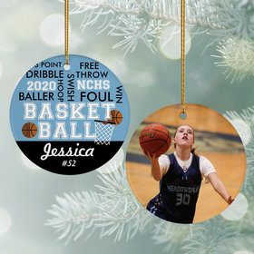 Personalized Word Cloud Basketball - Purple Christmas Ornament