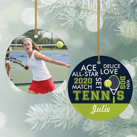 Personalized Tennis Word Cloud Christmas Ornament