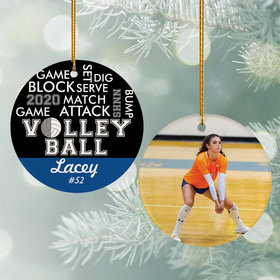 Personalized Word Cloud Volleyball - Purple Christmas Ornament