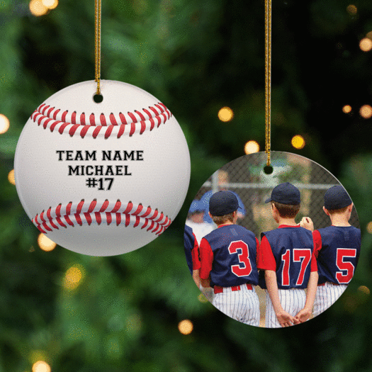 Personalized Baseball Player Photo Christmas Ornament