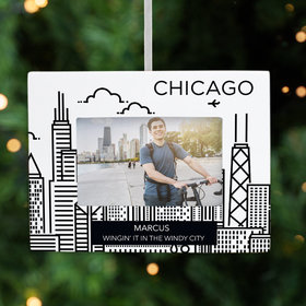 Personalized Chicago Picture Frame Photo Ornament
