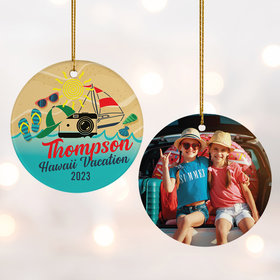Personalized Beach Vacation Travel Photo Christmas Ornament