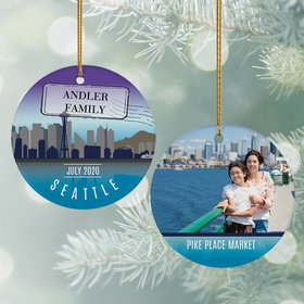 Personalized Seattle Travel Photo Christmas Ornament