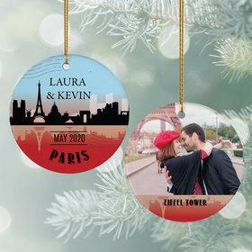 Personalized Paris Travel Photo Christmas Ornament