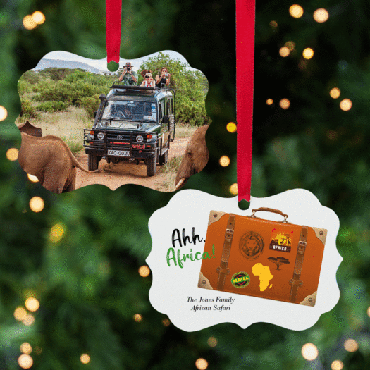 Personalized Africa Suitcase Photo Christmas Ornament