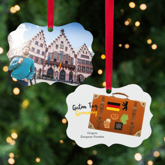 Personalized Germany Suitcase Photo Christmas Ornament