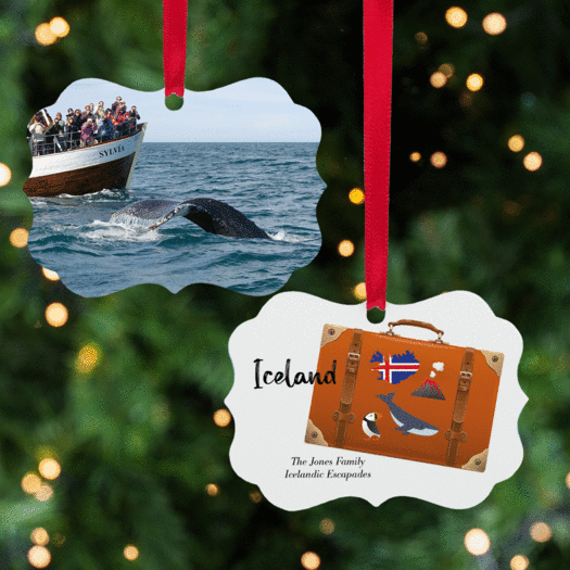 Personalized Iceland Suitcase Photo Christmas Ornament