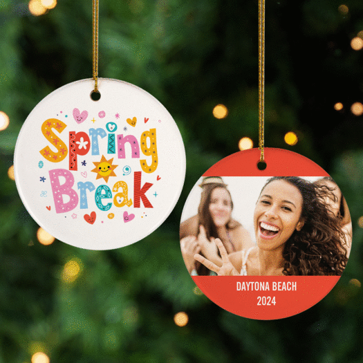 Personalized Spring Break Photo Christmas Ornament