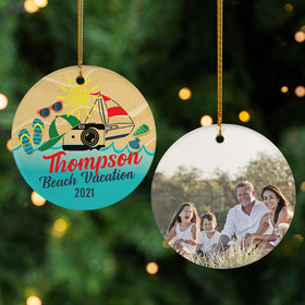 Personalized Beach Vacation Photo Christmas Ornament