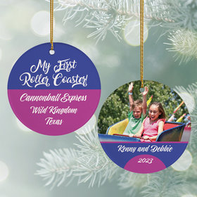 Personalized My First Roller Coaster Photo Christmas Ornament