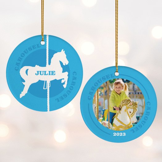 Personalized Carousel Photo Christmas Ornament