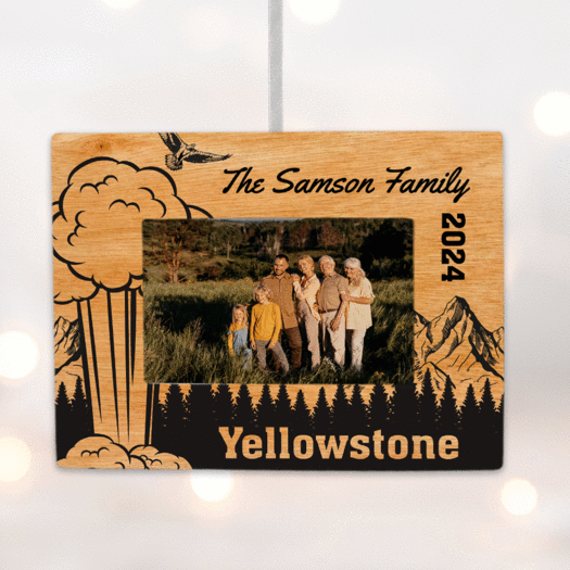 Personalized Yellowstone National Park Picture Frame Photo Ornament
