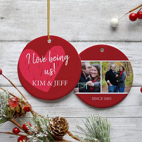 Personalized I Love Being Us Christmas Ornament