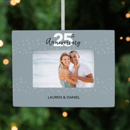 Personalized 25th Anniversary Picture Frame Christmas Ornament
