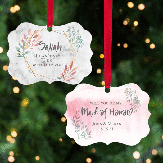 Personalized Maid of Honor Christmas Ornament