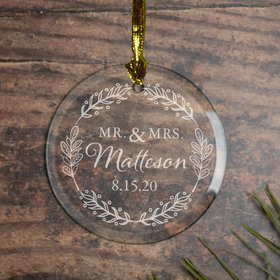 Personalized MR & MRS Botanical Christmas Ornament