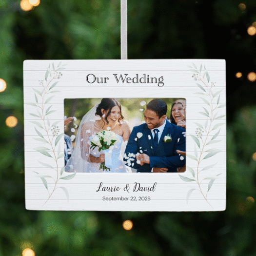 Personalized Wedding Picture Frame Christmas Ornament