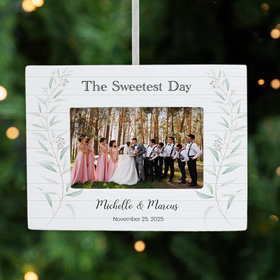 Personalized Elegant Wedding Picture Frame Christmas Ornament