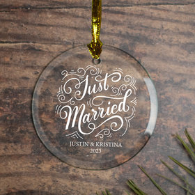 Personalized Just Married Christmas Ornament