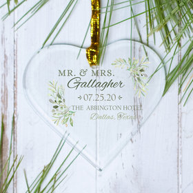 Personalized Wedding Botanical Christmas Ornament