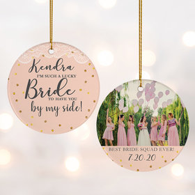 Personalized Bridal Party Wedding Photo Christmas Ornament