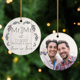 Personalized Love is Love Mr & Mr Photo Christmas Ornament